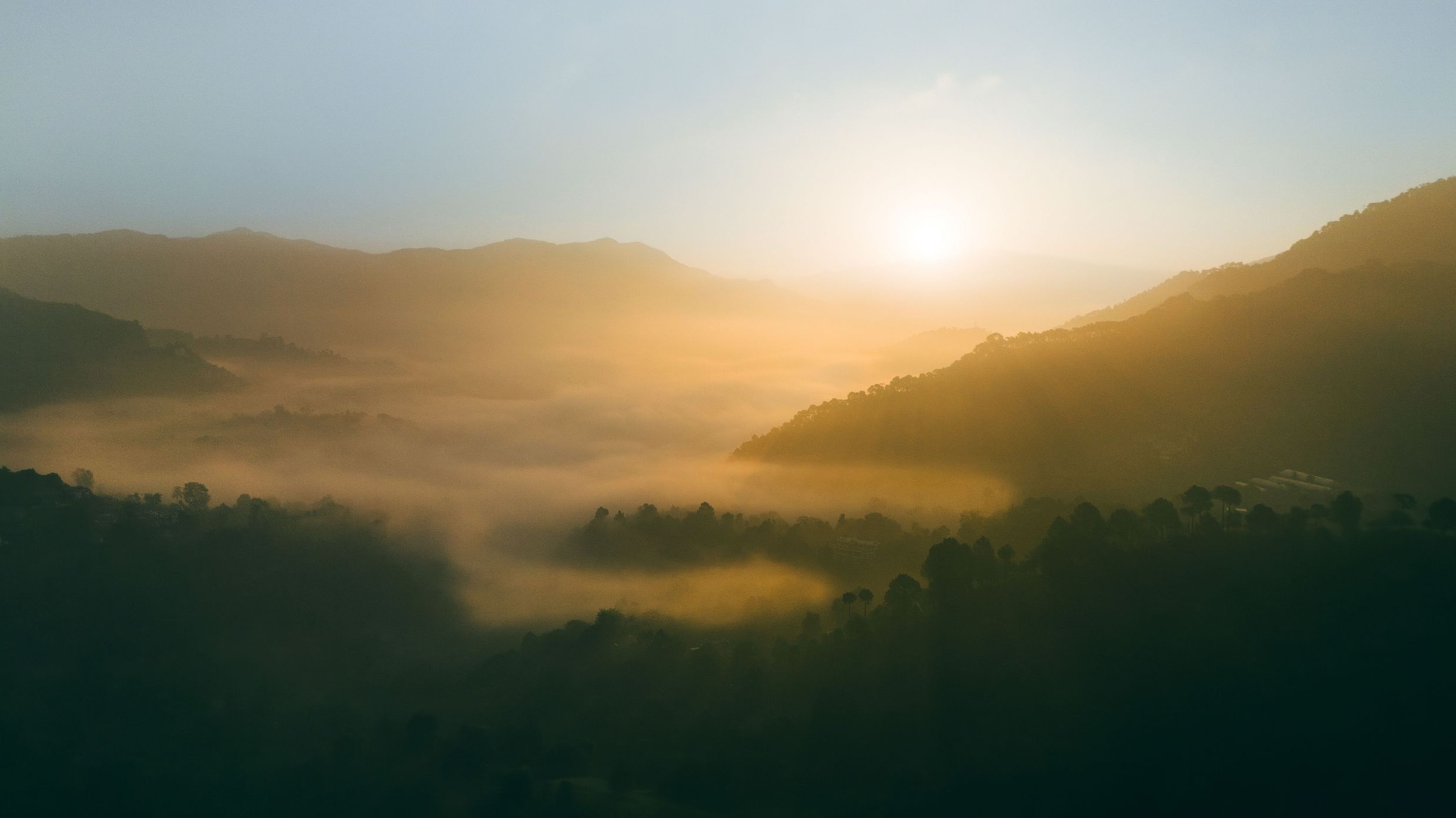Scenic view of the hills of Solan at sunrise.