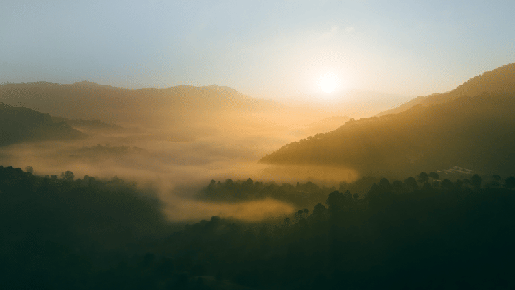 Scenic view of the hills of Solan at sunrise.