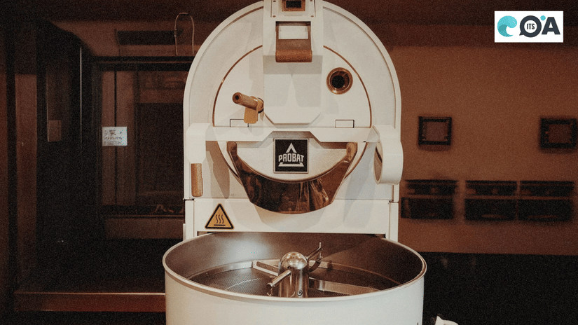 A coffee roasting machine at The Unseen Assagao.