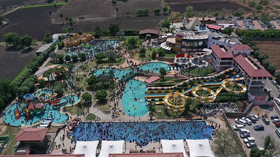 An aerial view of the water park