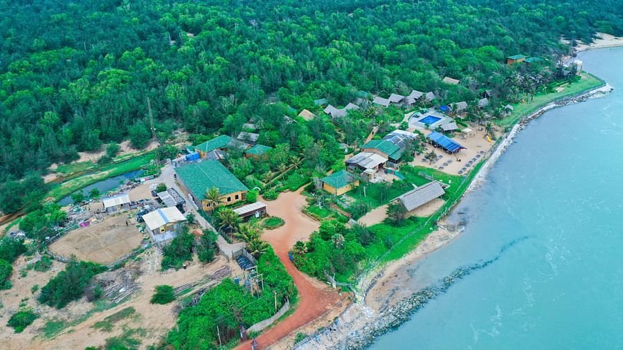 bird's eye view of konark cottages at Lotus Eco Resort 