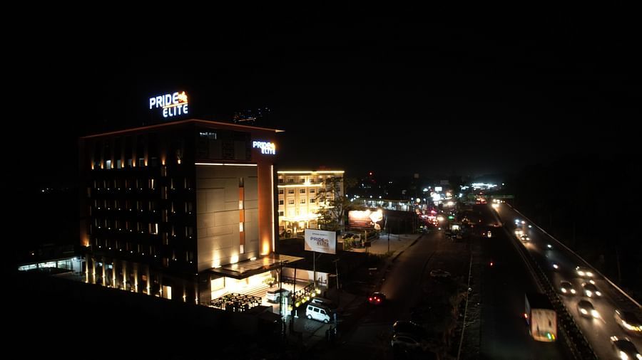 facade image of Pride Elite, Haridwar at night 