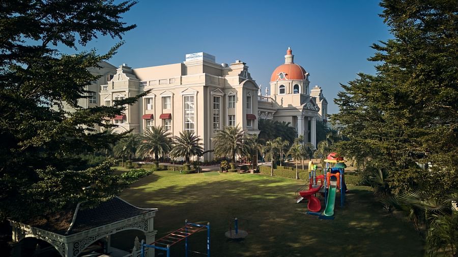 view of the facade from the kids play area - Royal Kingdom Sarovar Portico, Pilibhit