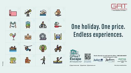 GReaT Escape by GRT Hotels – One holiday, one price, endless experiences. Includes activities, dining, stays & more. Valid till Aug 31, 2025.