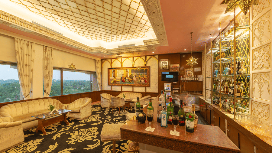 A seating arrangement at The Mughal Bar in Hotel Clarks Shiraz.