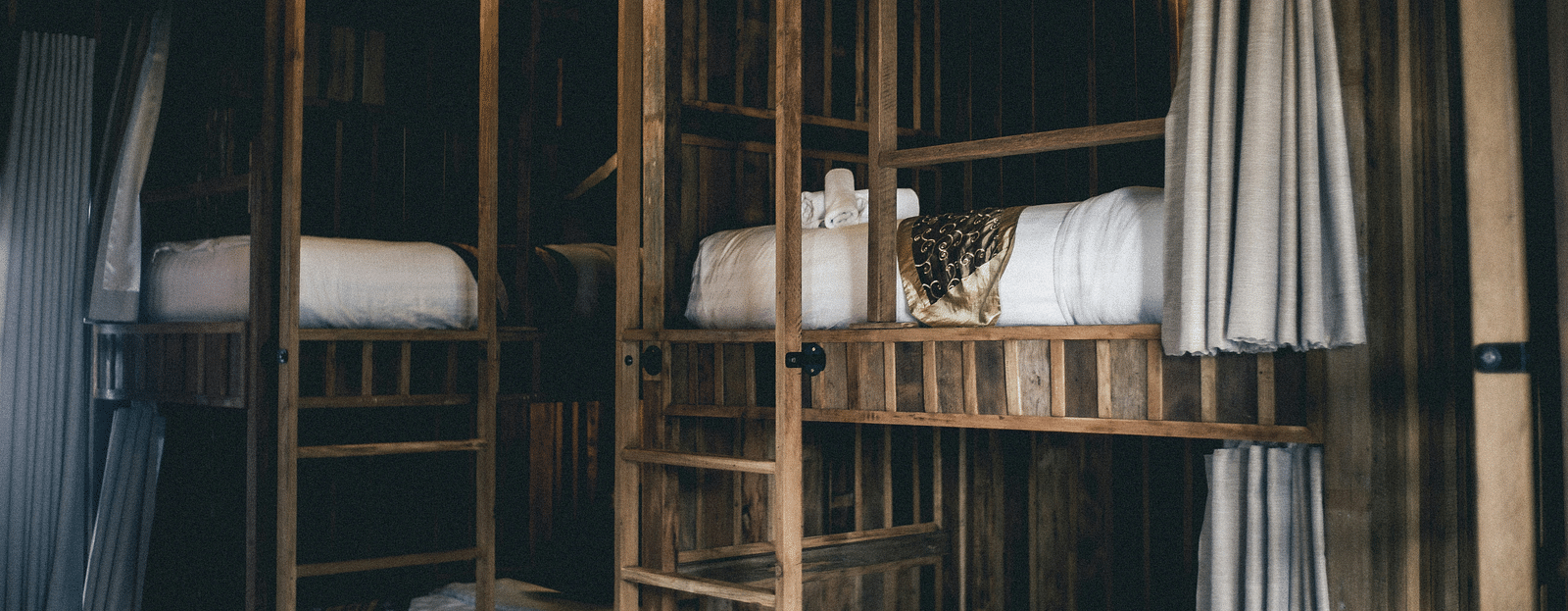 A dormitory room with bunk beds