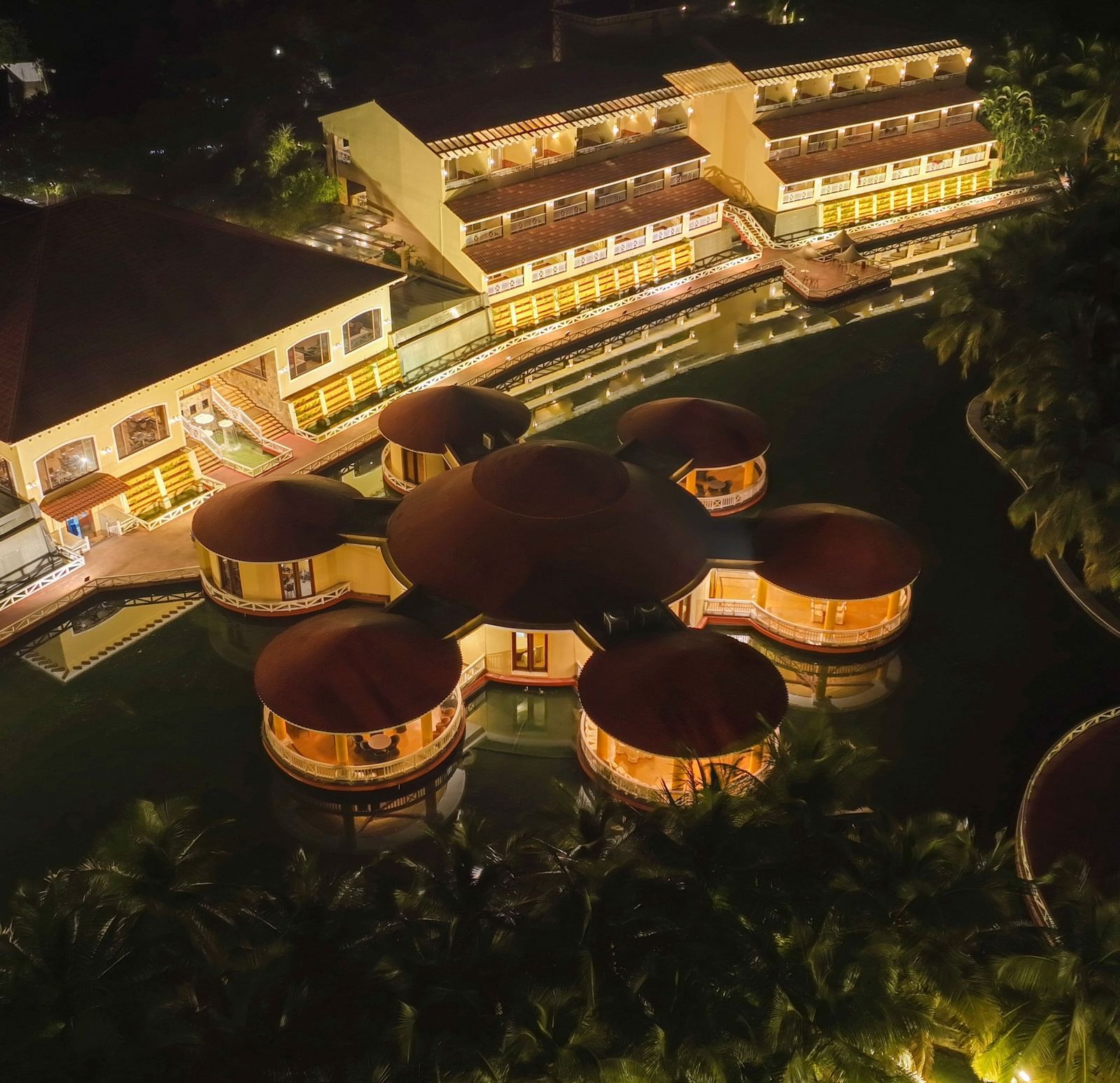 Aerial Night View Main Block & Lotosas facing North West at Ocean Spray Puducherry