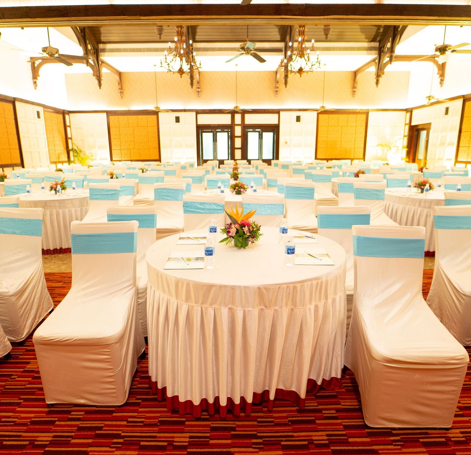 seating arrangements inside Trafalgar Square Hall at ocean Spray, Pondicherry
