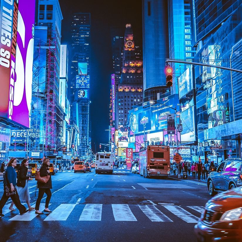Night time view of Broadway