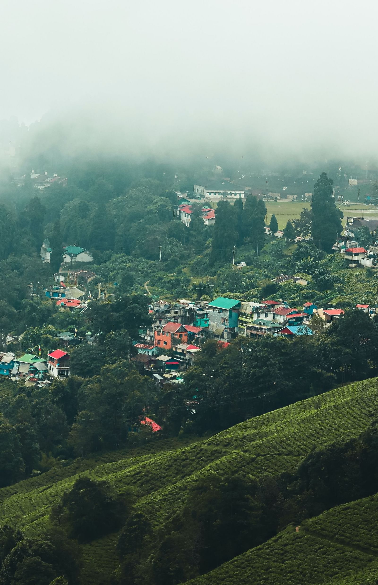 Image of a green lush valley with a backdrop of the sky.
