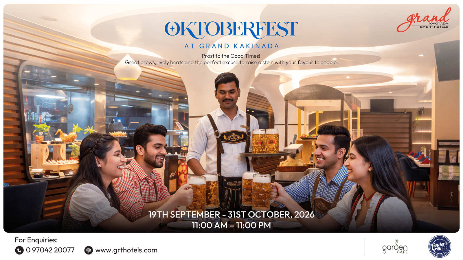 Oktoberfest at Grand by GRT Hotels with great brews, lively beats and guests raising a stein together