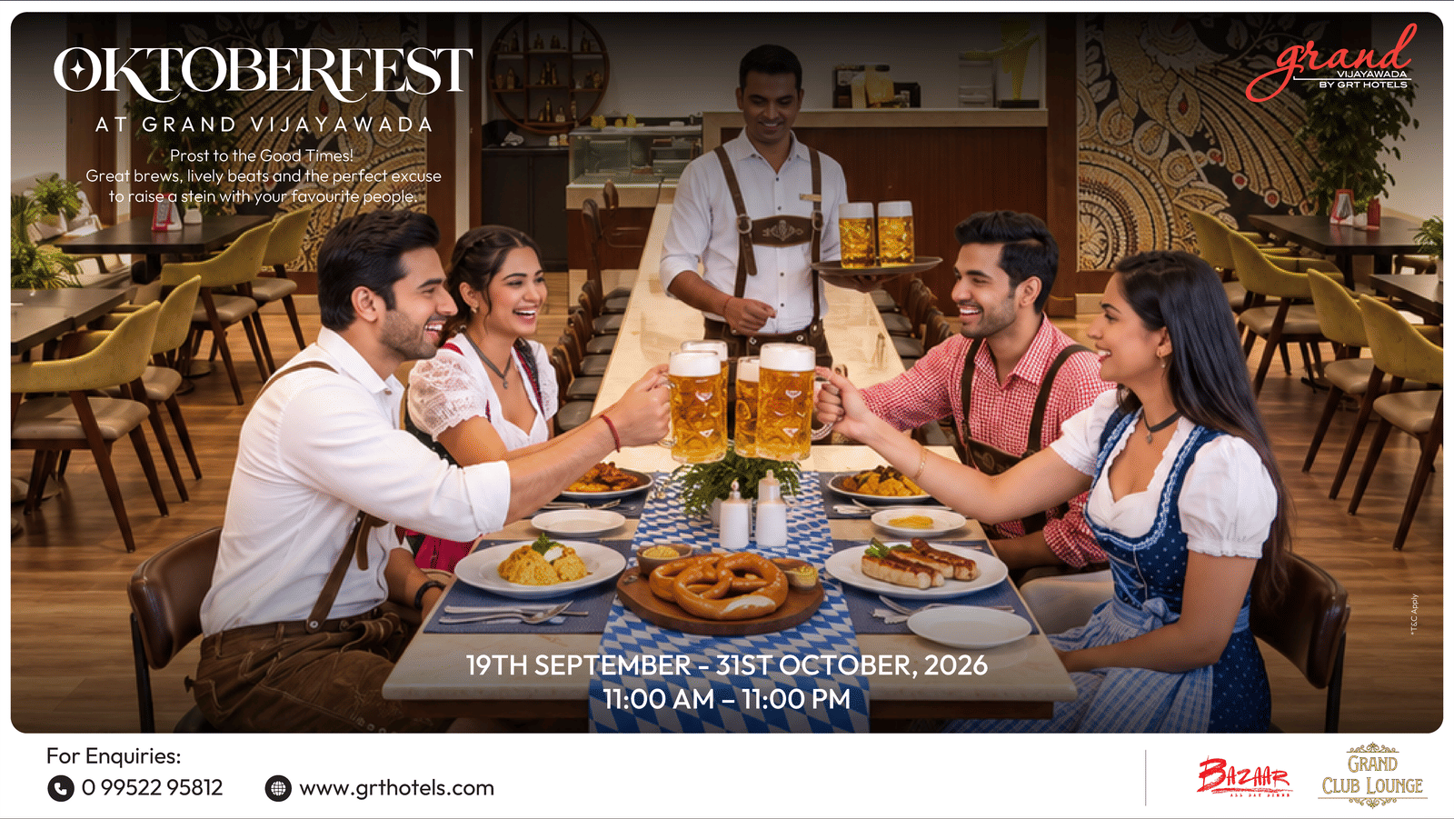 Oktoberfest at Grand by GRT Hotels with great brews, lively beats and guests raising a stein together