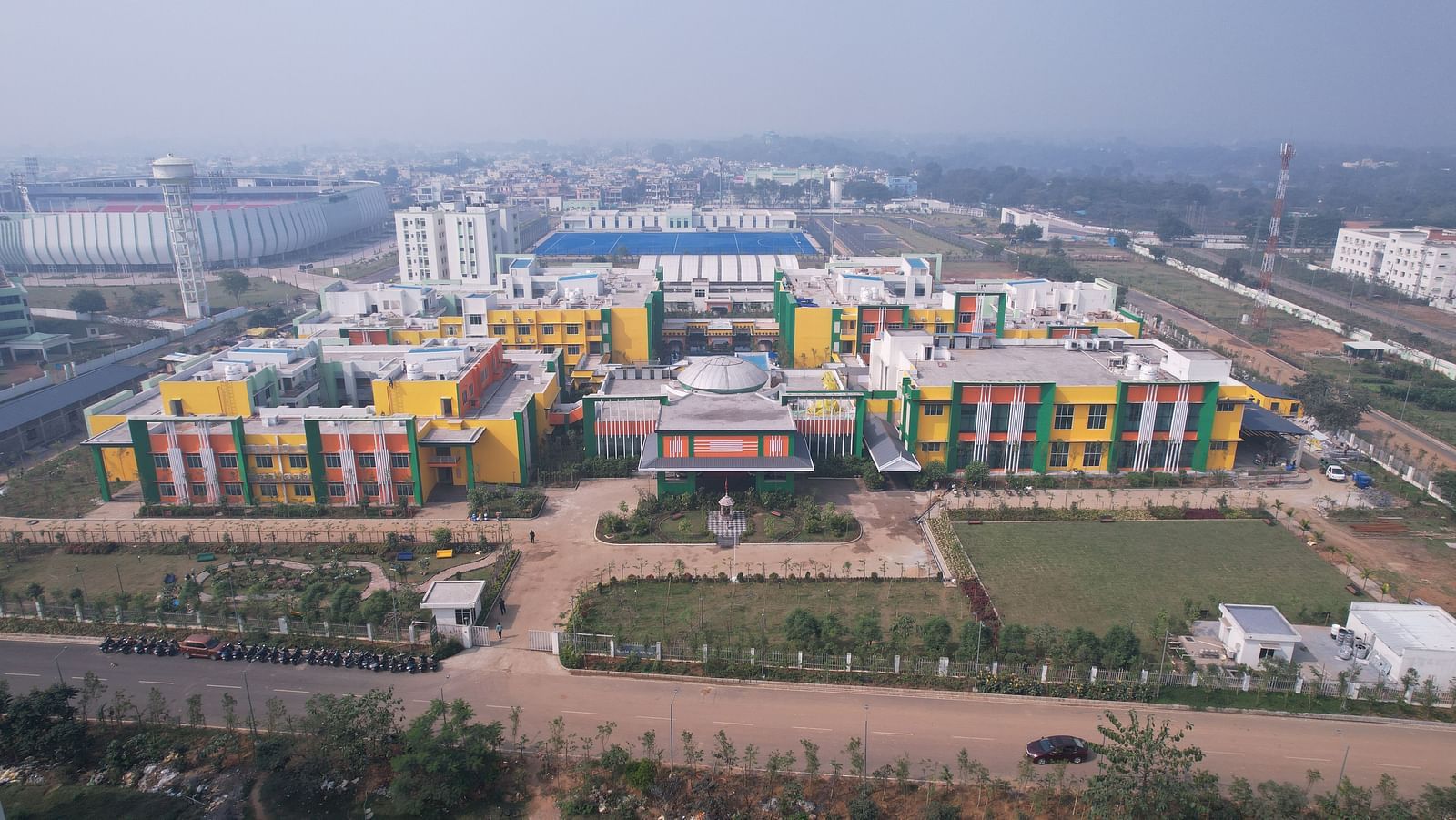 Wide view of Facade of Mayfair World Cup Village, Rourkela from top