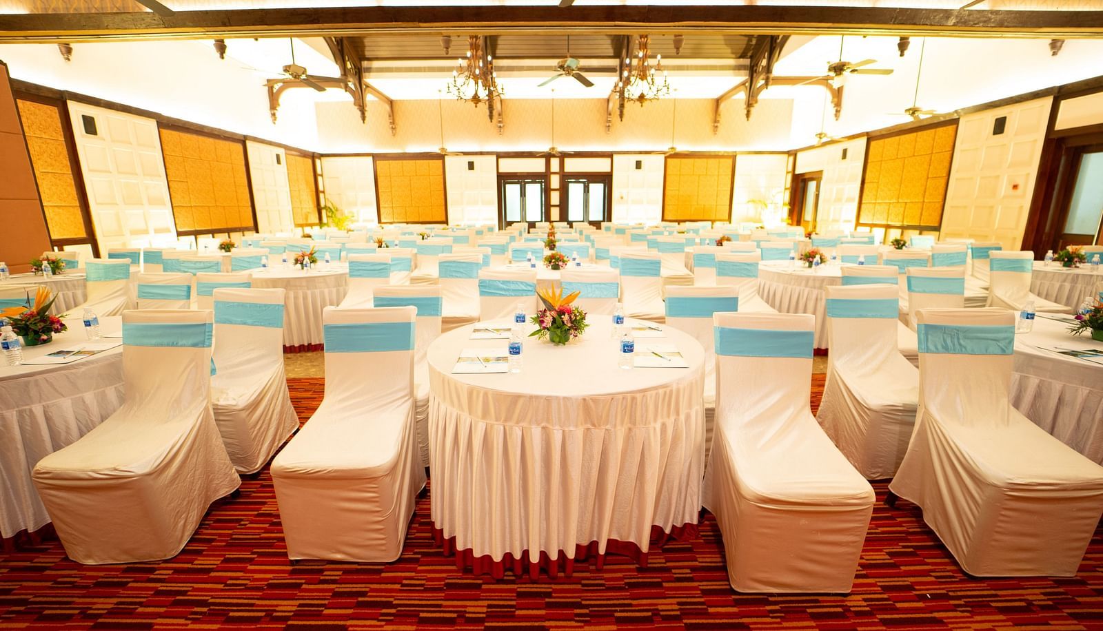 seating arrangements inside Trafalgar Square Hall at ocean Spray, Pondicherry