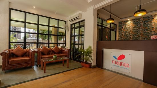 lobby with logo