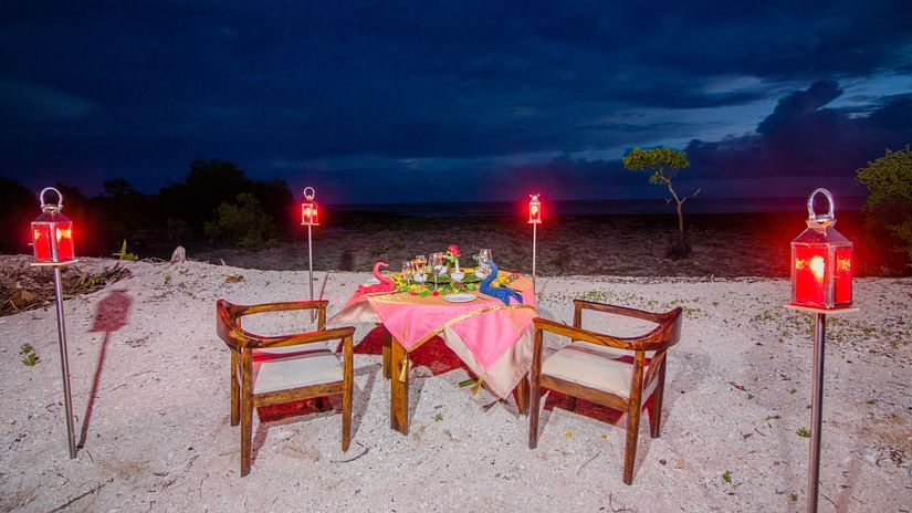seating arrangements for a Candle Light Dinner on the sands - Symphony Summer Sand Beach Resort And Spa, Neil Island