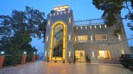Facade view during the evening of DLS Oak Bush, Mussoorie.