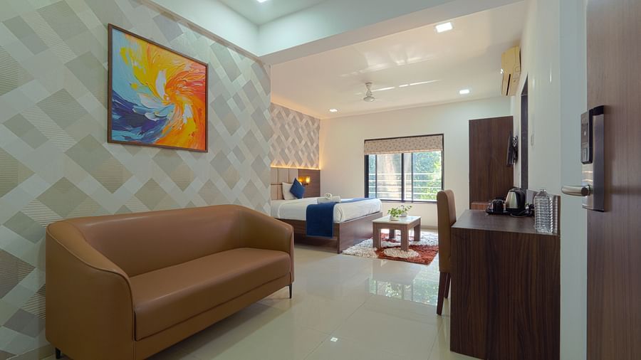 alt-text Picture of the living area in the day time - Magnus Aerith Studio, Kharadi