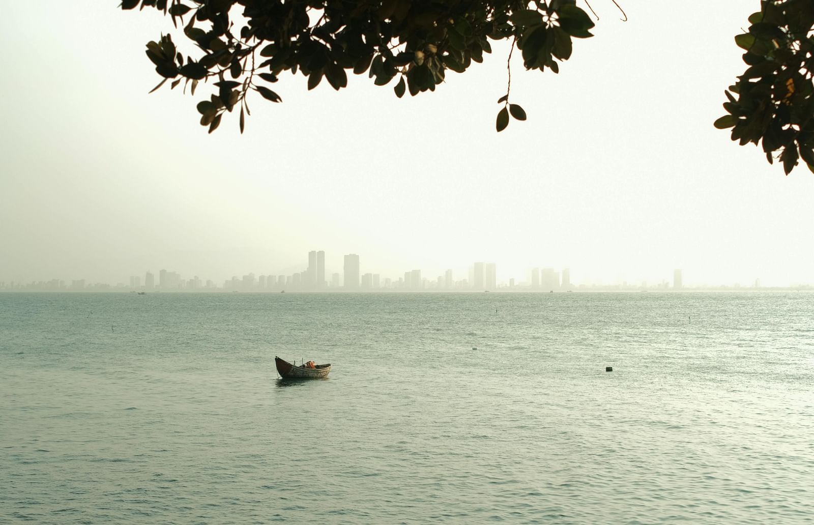 Scenic view of a boat in the ocean. 