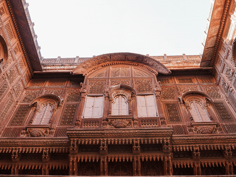 Mehrangarh Fort, showcasing Rajasthan fort architecture with carved walls and Jharokhas