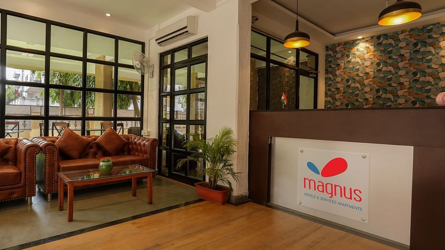 lobby with logo