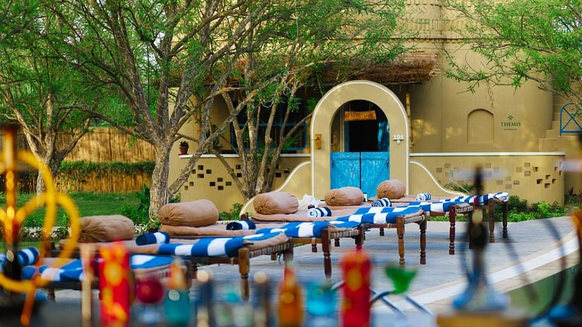 Image of a recreational area with colourful equippments at The Mudhouse Wellness Resort