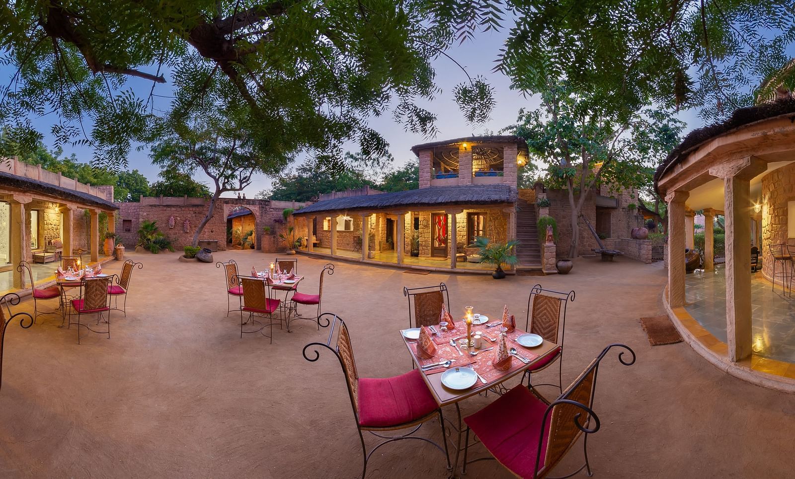 Outdoor dining arrangement at Manvar Resort and Desert Camp