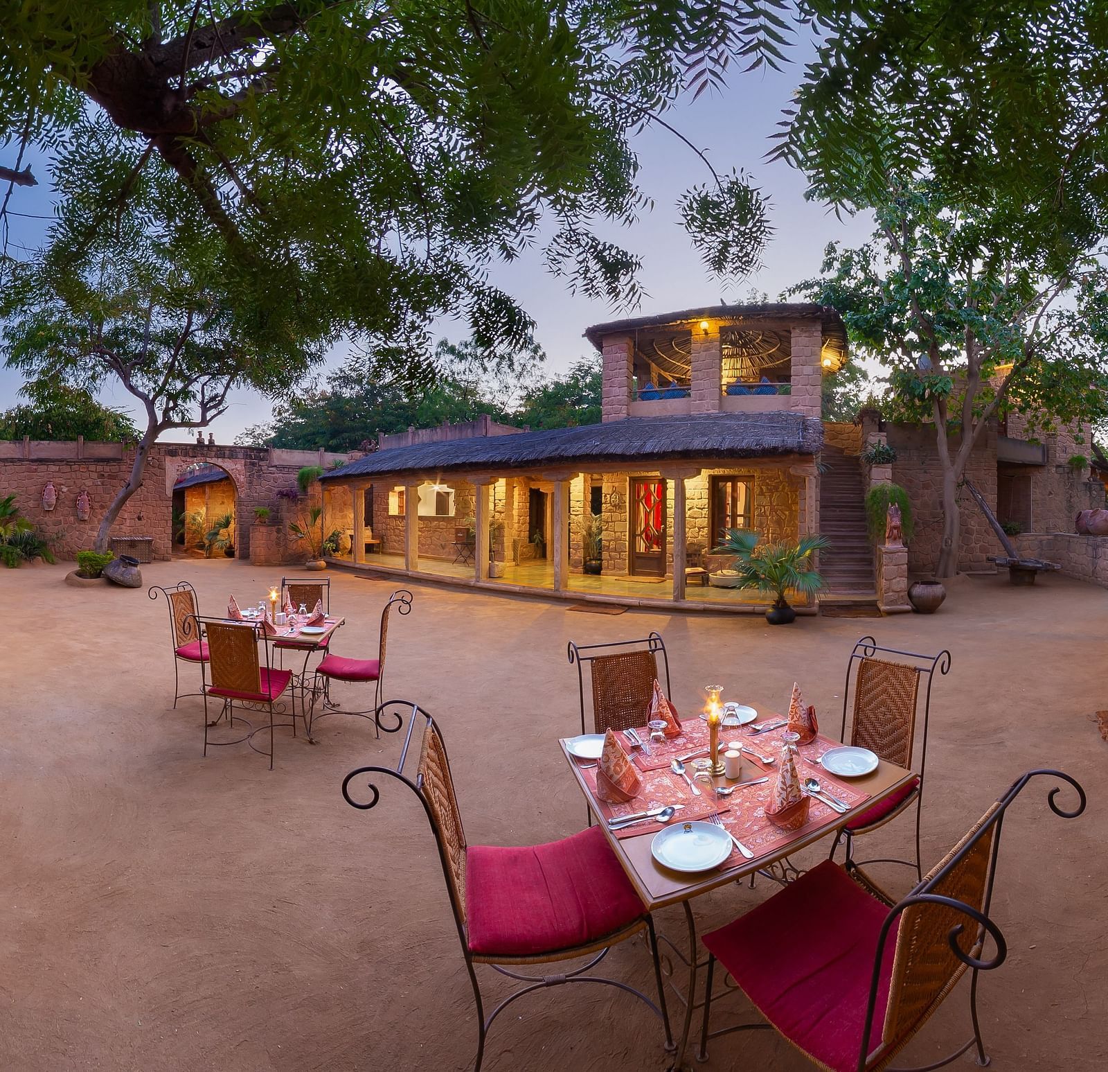 Outdoor dining arrangement at Manvar Resort and Desert Camp