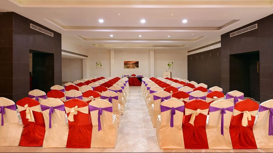 Aravali banquet hall with chairs and tables arranged in theatre setting 