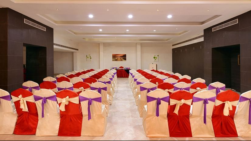 Aravali banquet hall with chairs and tables arranged in theatre setting 