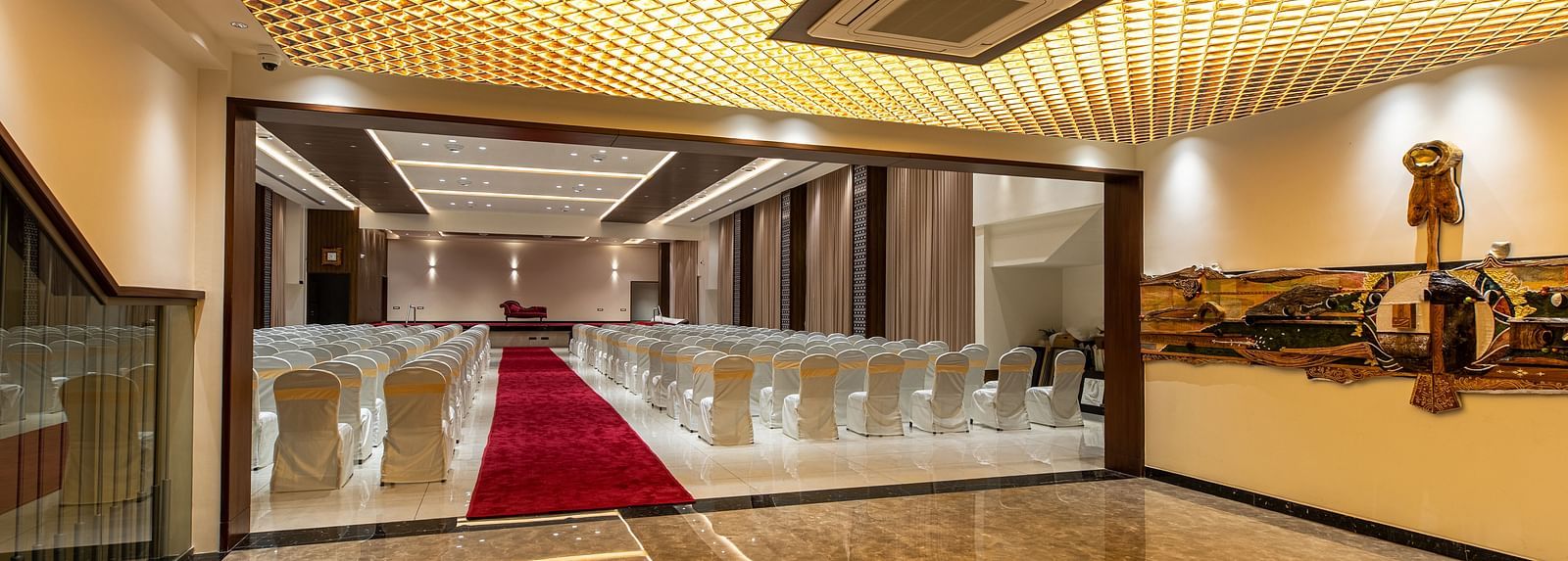 Image of an event hall entrance with a view of the hall's interior from the doorway at M Pro Palace.