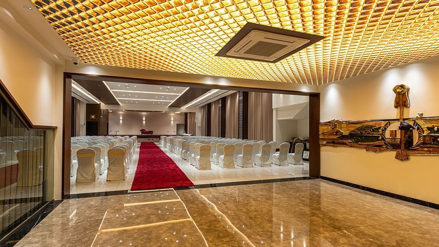Image of an event hall entrance with a view of the hall's interior from the doorway at M Pro Palace.