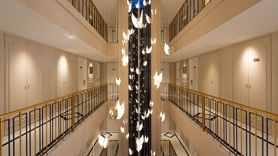 A view of well-lit interiors with golden lights | Renest Calangute, Goa