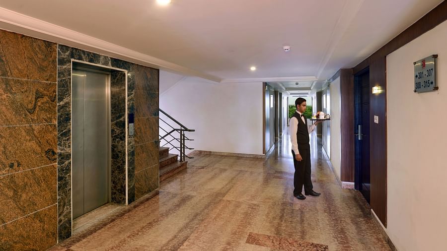 Corridor at hotel in Gadag