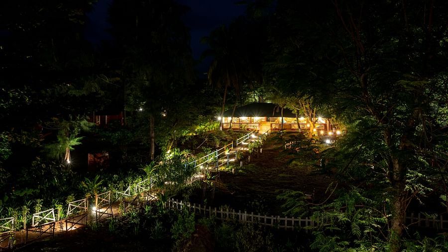 Lotus eco beach resort, aerial view of wadi restaurant