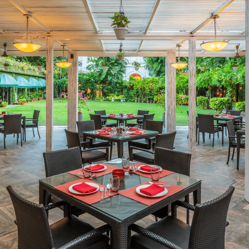 Interior view of Aromas Coffee Shop during daytime - Coffee Shop in Kolkata - Kenilworth Hotel