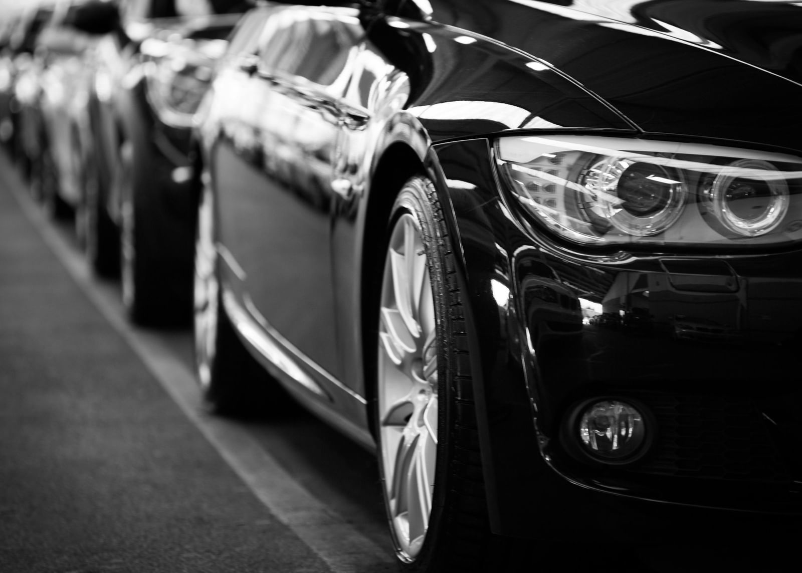 Row of cars parked in a line
