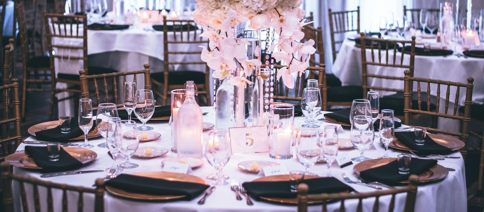Banquet Hall adorned with beautiful floral decorations, creating an elegant and inviting atmosphere