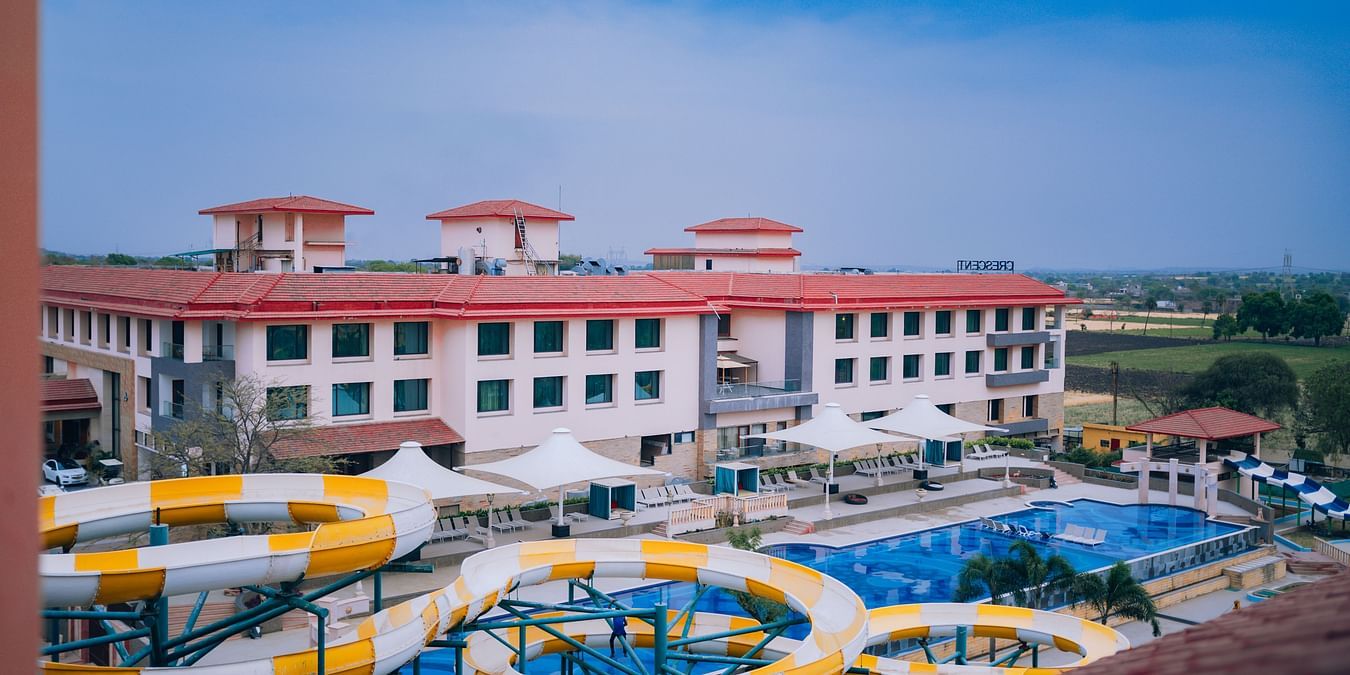  Spiral Tycoon water slide in yellow and white colour at Crescent Water Park, Indore
