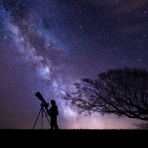 a person stargazing