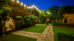 Hill Fort Kesroli 14th Century Alwar - view of a passage with the exterior walls of the fort on the side