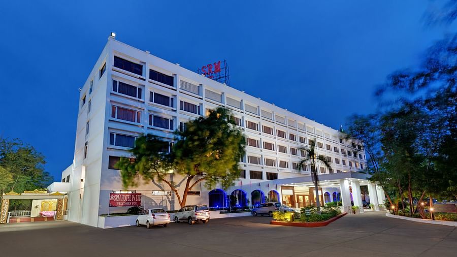 Night view of SRM Hotel Tiruchirappalli facade