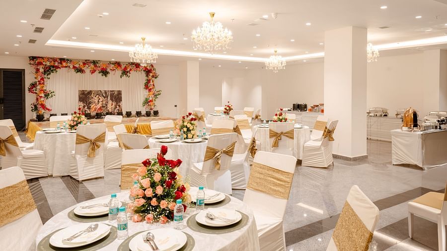  Prangan banquet hall at Triptam Hotel, Vrindavan set up for an event