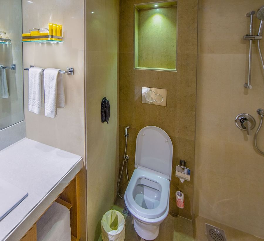 interior of the washroom at hotel bawa international