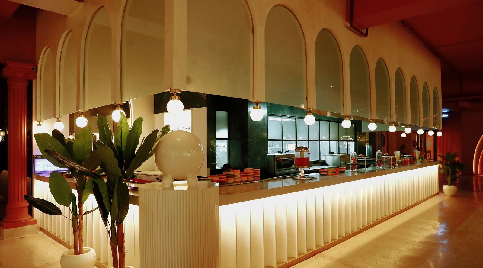 An image of a food court with various food items placed on a table - Themis arbecue House, Ambala
