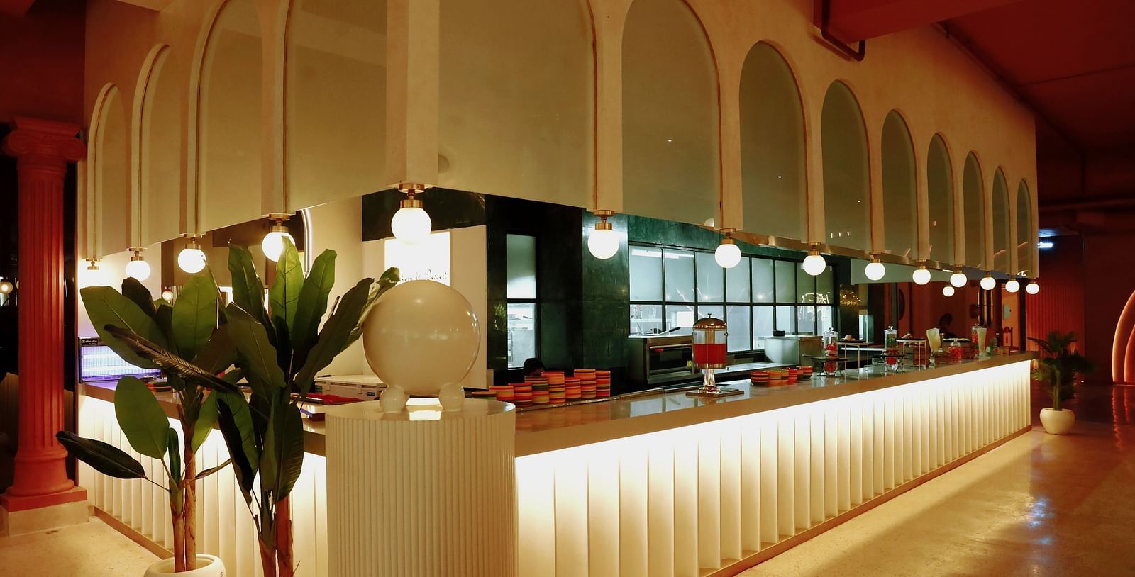 An image of a food court with various food items placed on a table - Themis arbecue House, Ambala