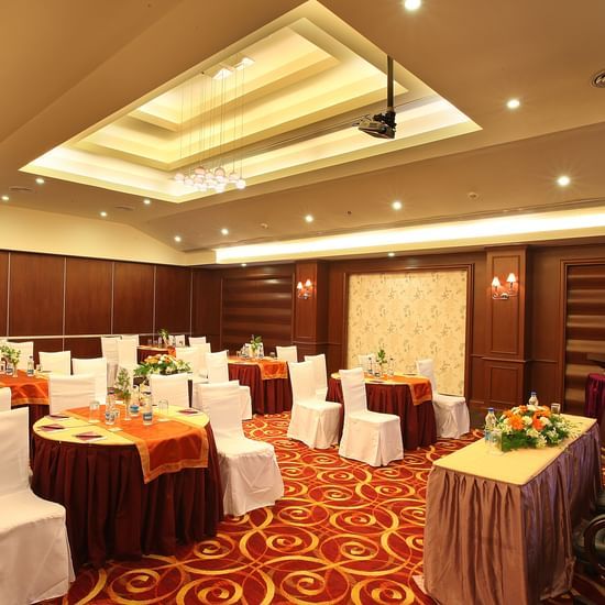 seating arrangement at marigold banquet hall - la classic, hosur road