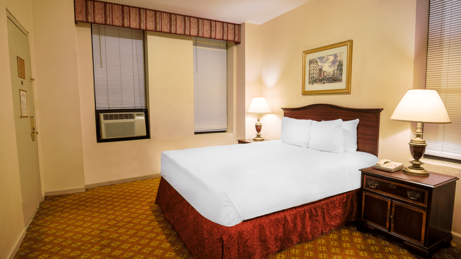 Enjoy a comfortable sojourn within the Bronze, 1 Queen Bed at Night Hotel Broadway
