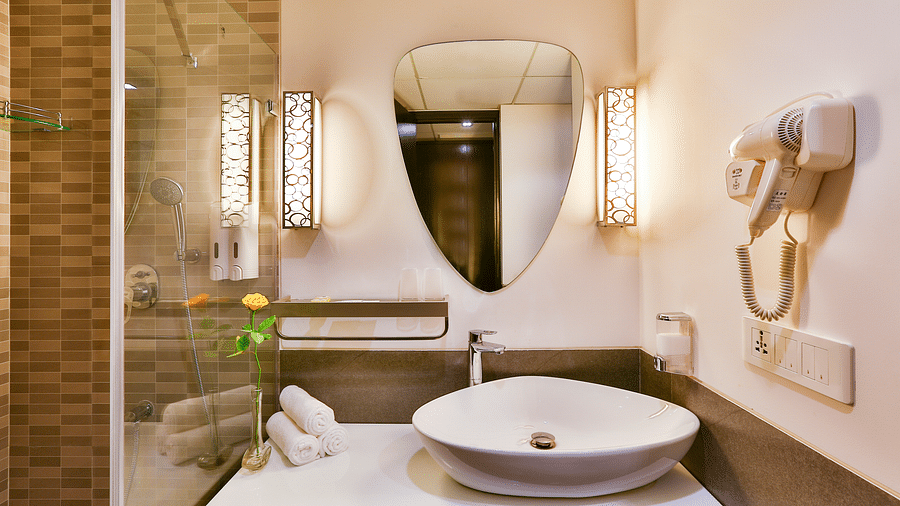 A well-lit vanity area at T24 Residency, Andheri East, Mumbai