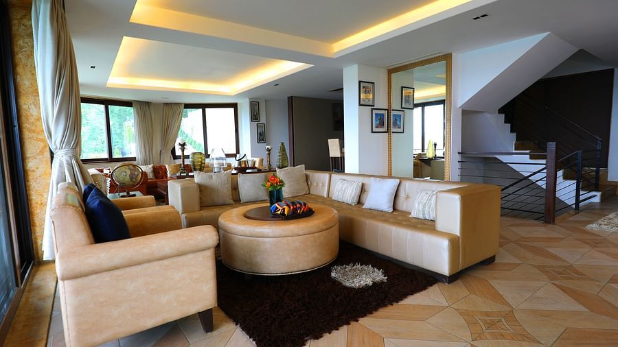 well lit living room at Aranya Himalayan Retreat - Aranya Himalayan Retreat, Mashobra